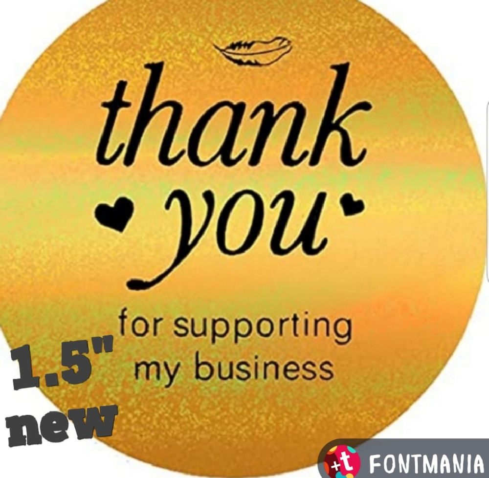 50 ct 1.5" GOLD Foil Round Thank you - Picture 2 of 5